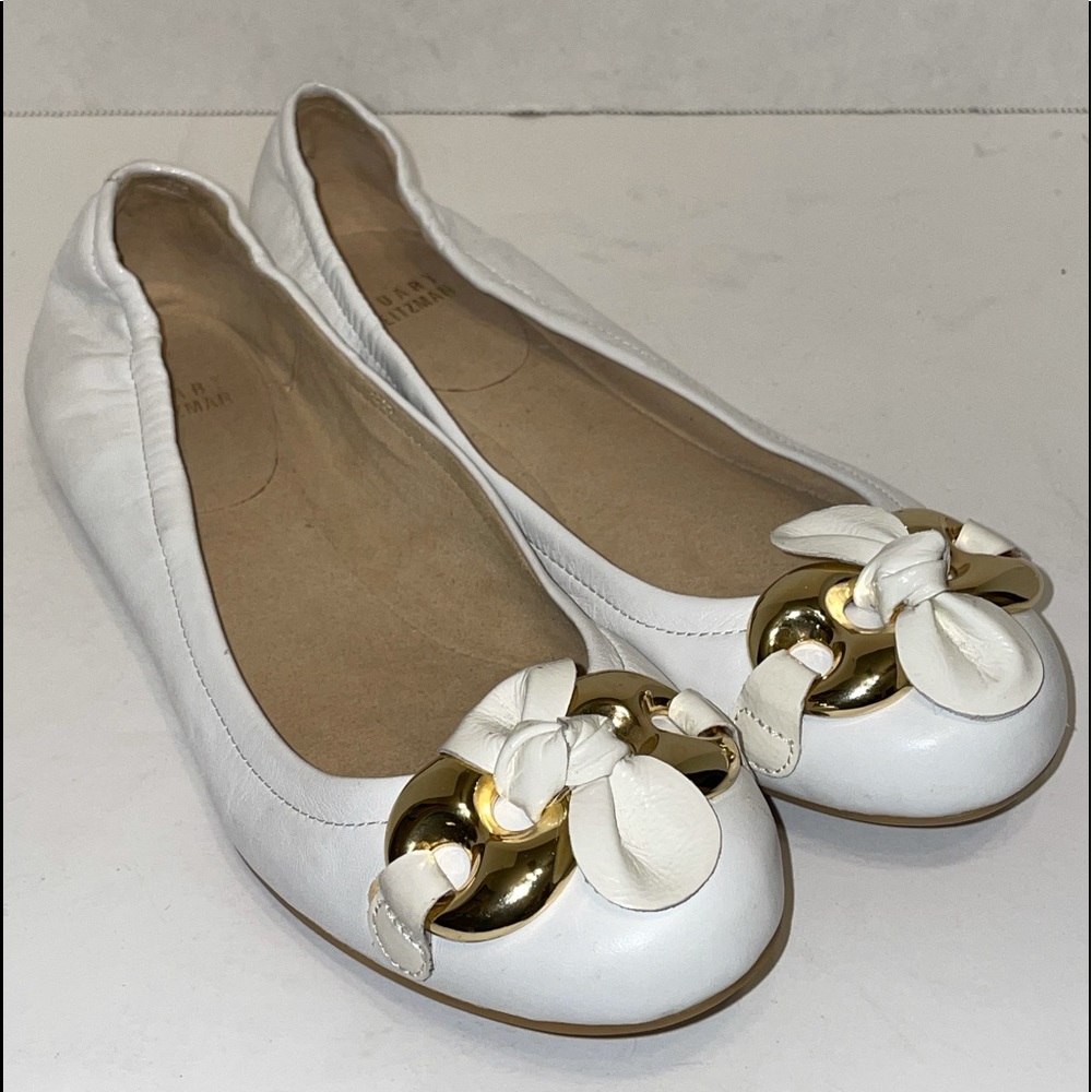 Stuart Weitzman White Ballet Flats